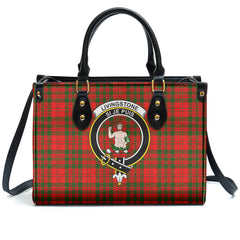 Livingstone Tartan Crest Leather Handbag