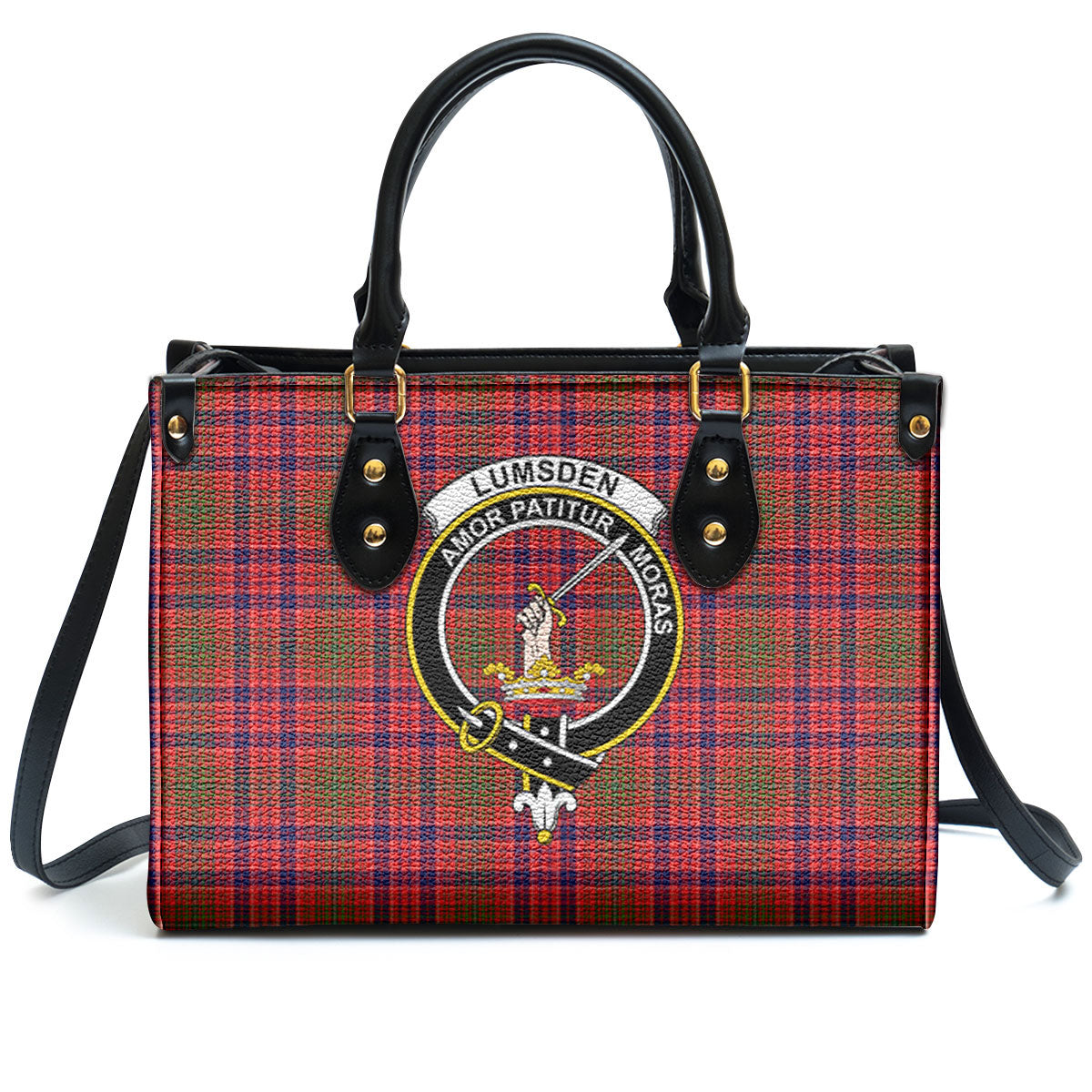 Lumsden Modern Tartan Crest Leather Handbag