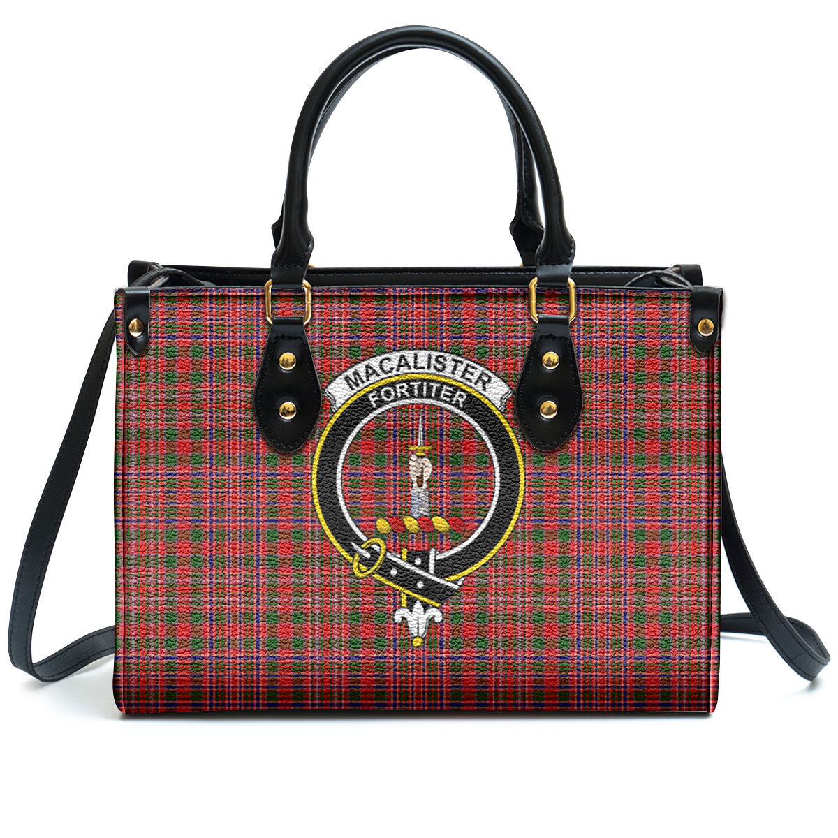 MacAlister Modern Tartan Crest Leather Handbag