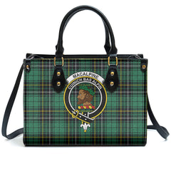 MacAlpine Ancient Tartan Crest Leather Handbag