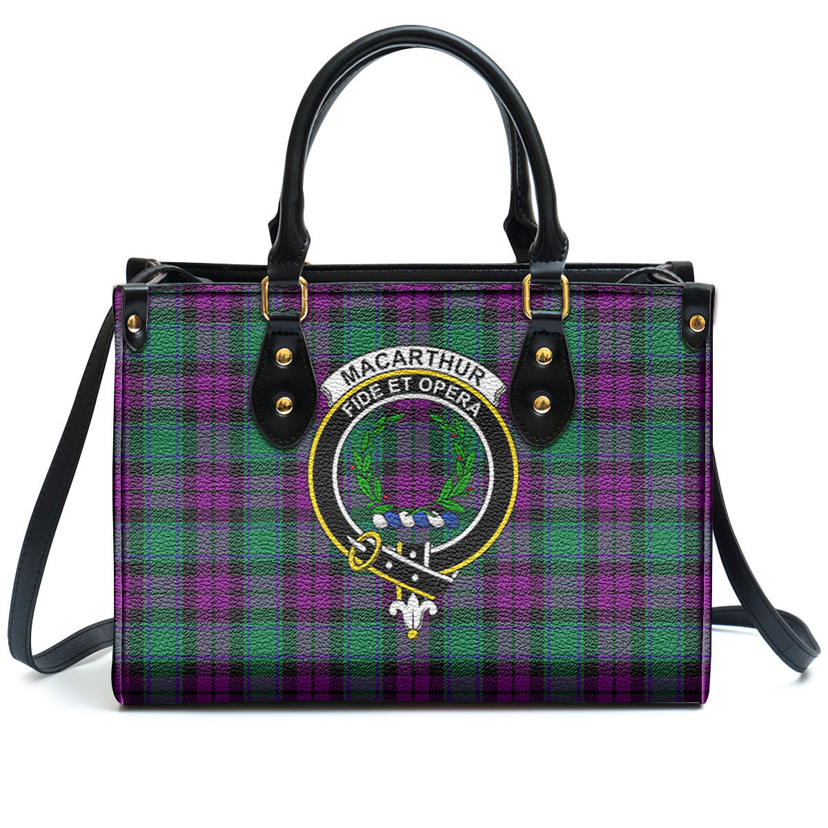 MacArthur – Milton Tartan Crest Leather Handbag