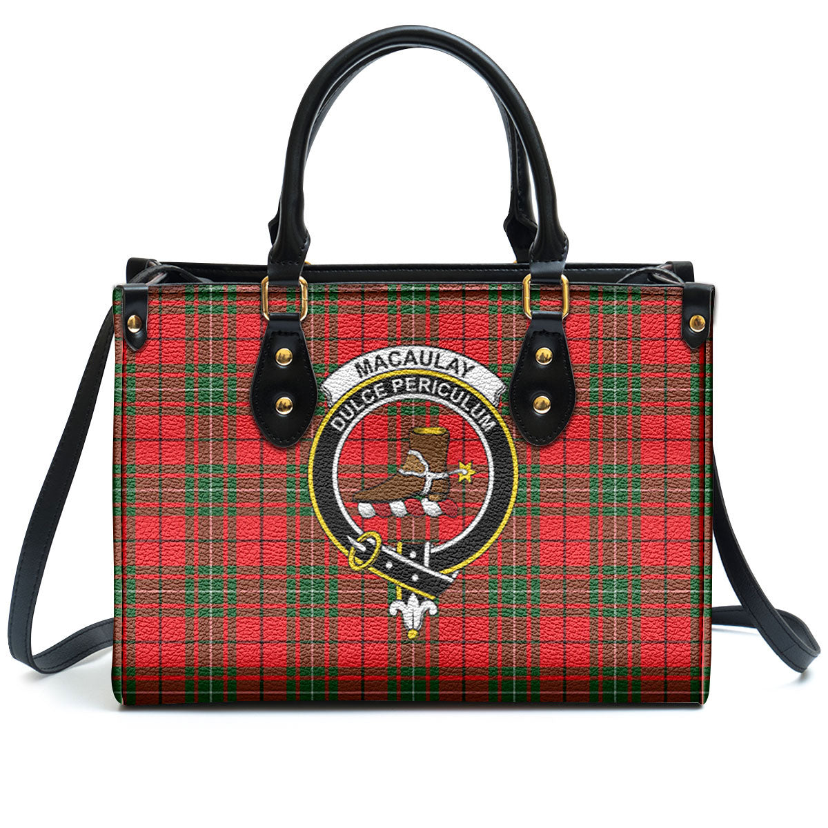 MacAulay Modern Tartan Crest Leather Handbag