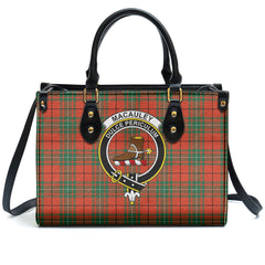 MacAuley Ancient Tartan Crest Leather Handbag