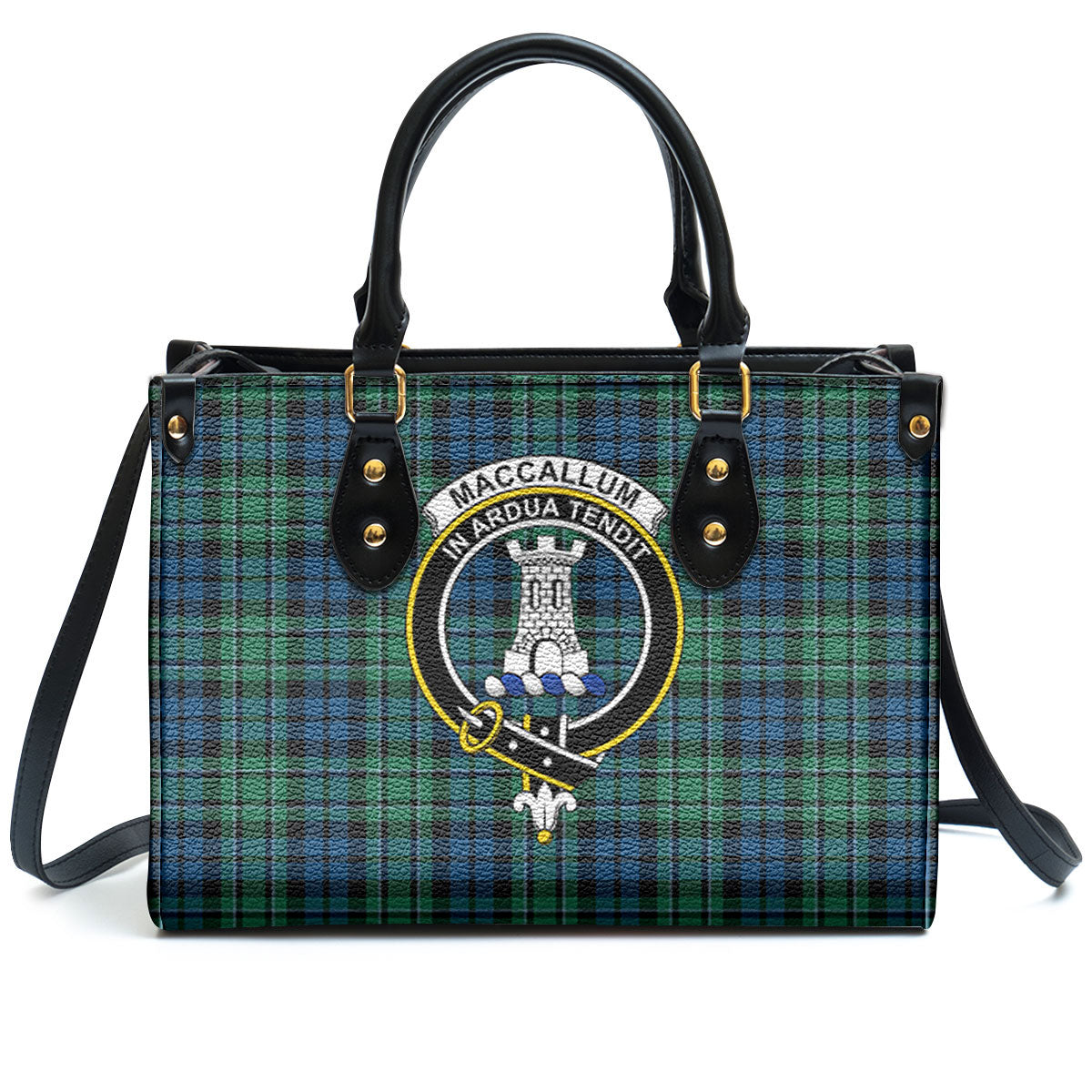 MacCallum Ancient Tartan Crest Leather Handbag