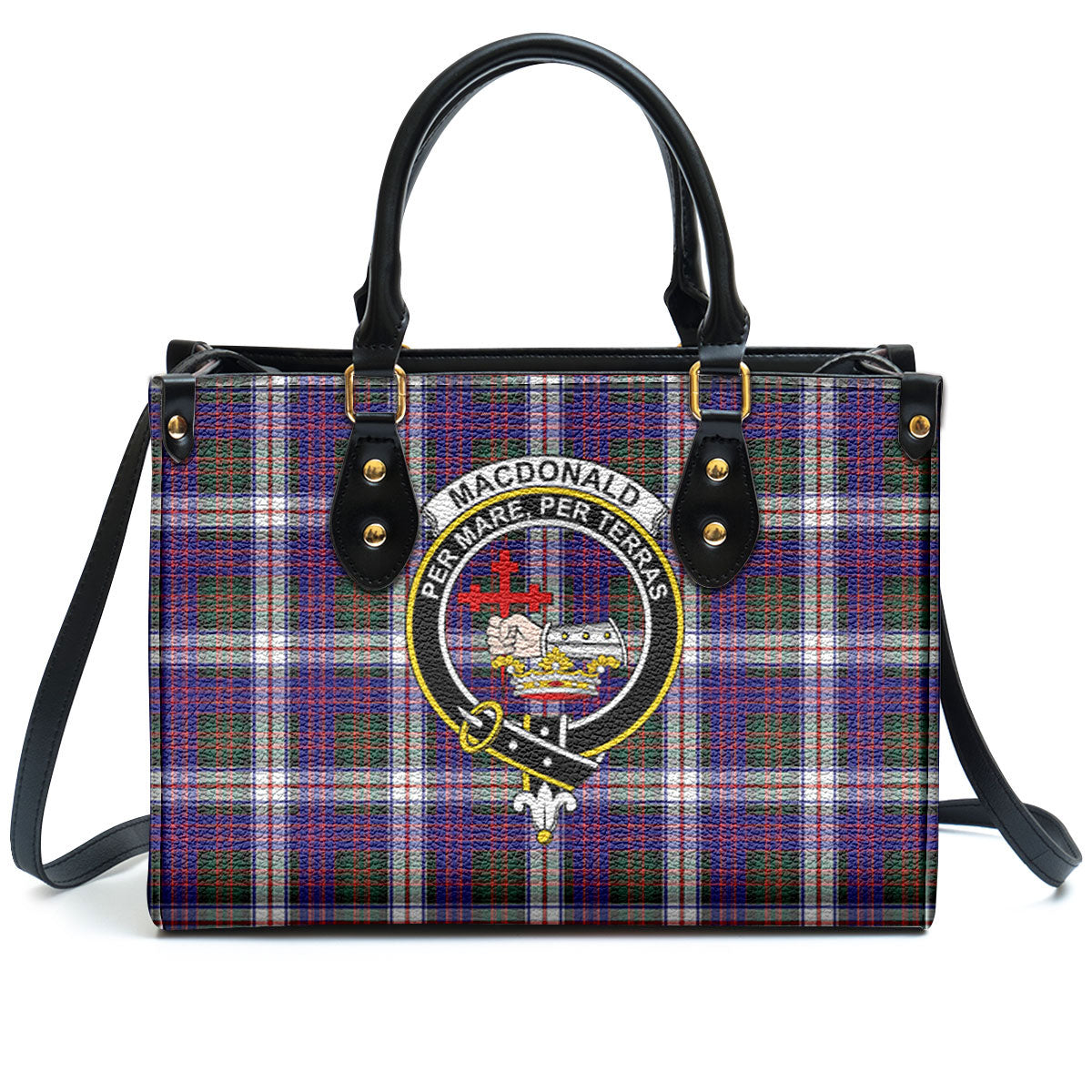 MacDonald Dress Modern Tartan Crest Leather Handbag