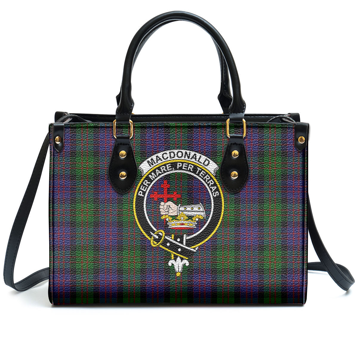 MacDonald Tartan Crest Leather Handbag