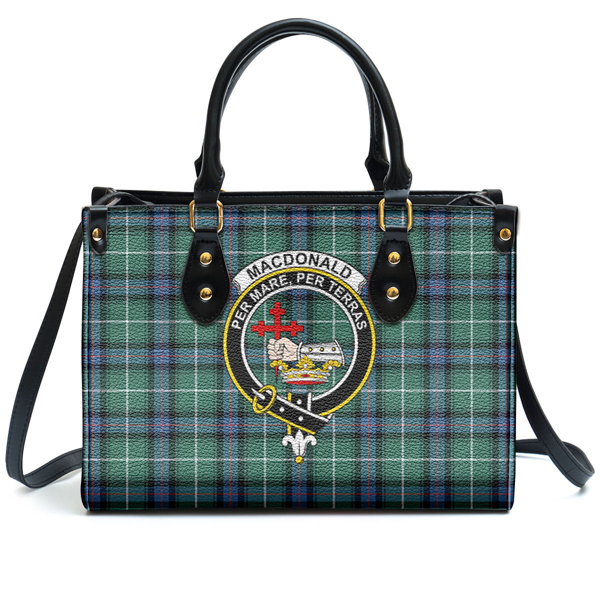 MacDonald of the Isles Hunting Ancient Tartan Crest Leather Handbag