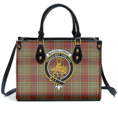 MacGillivray Hunting Ancient Tartan Crest Leather Handbag