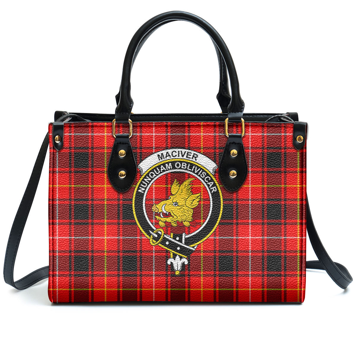 MacIver Modern Tartan Crest Leather Handbag