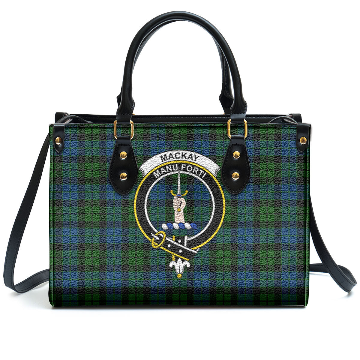 MacKay Modern Tartan Crest Leather Handbag