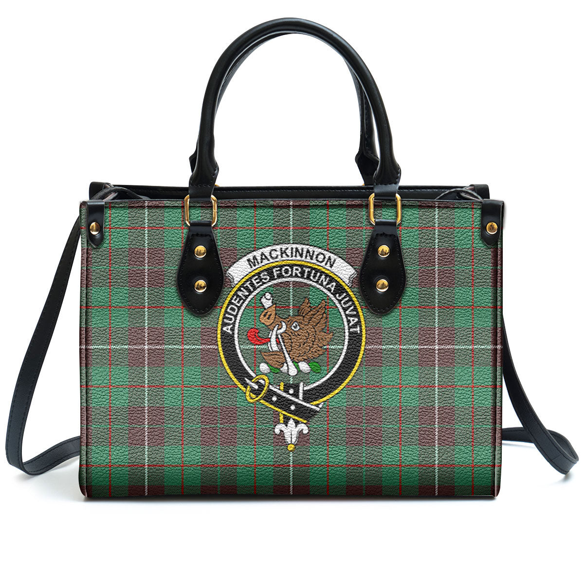 MacKinnon Hunting Ancient Tartan Crest Leather Handbag