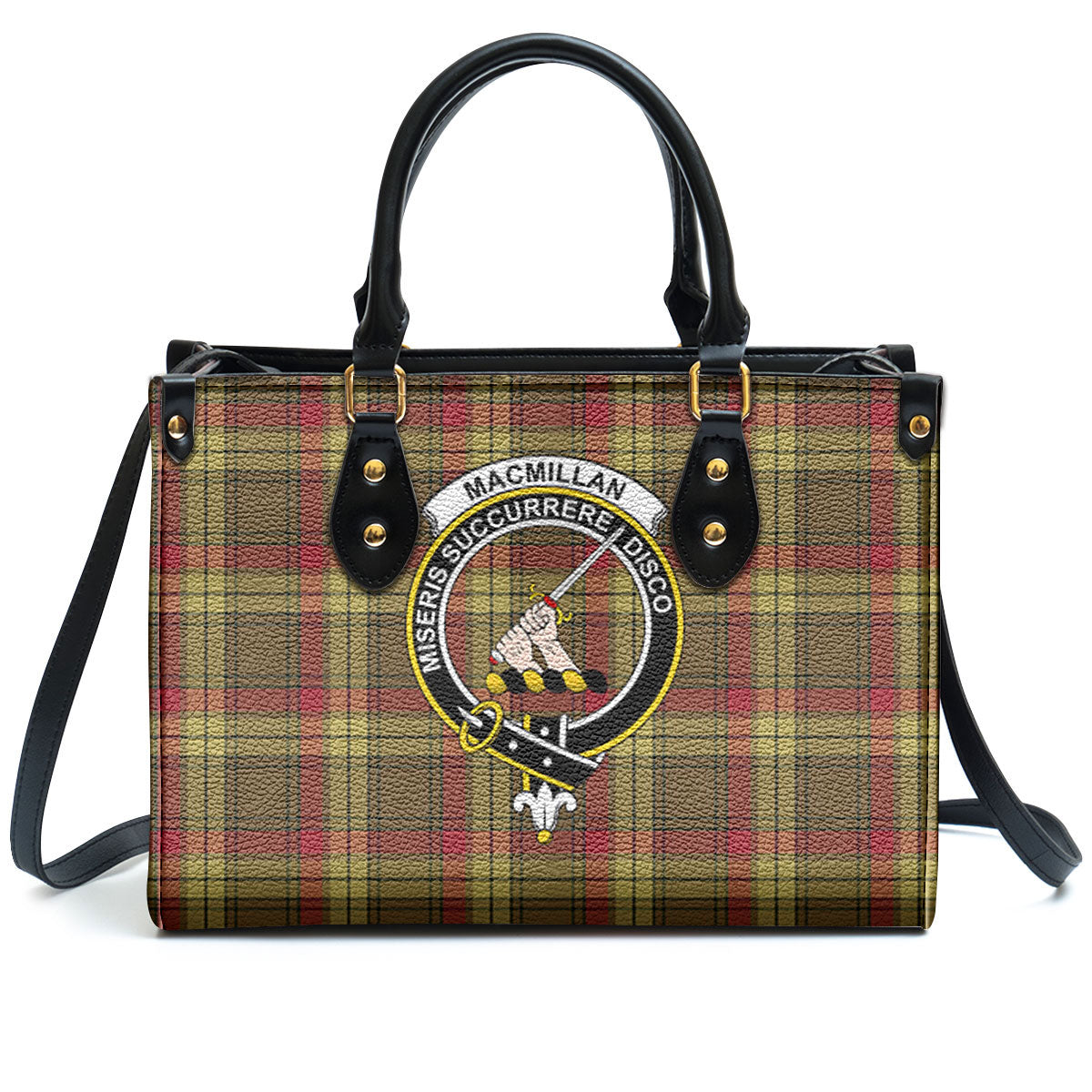 MacMillan Old Weathered Tartan Crest Leather Handbag