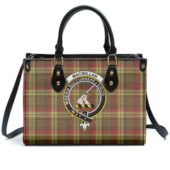 MacMillan Old Weathered Tartan Crest Leather Handbag