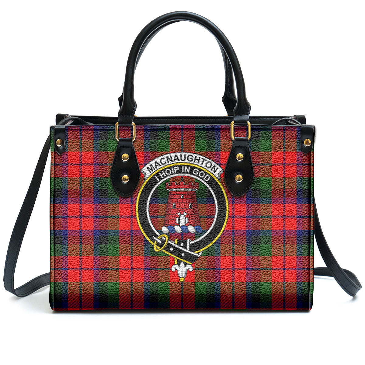 MacNaughton Modern Tartan Crest Leather Handbag