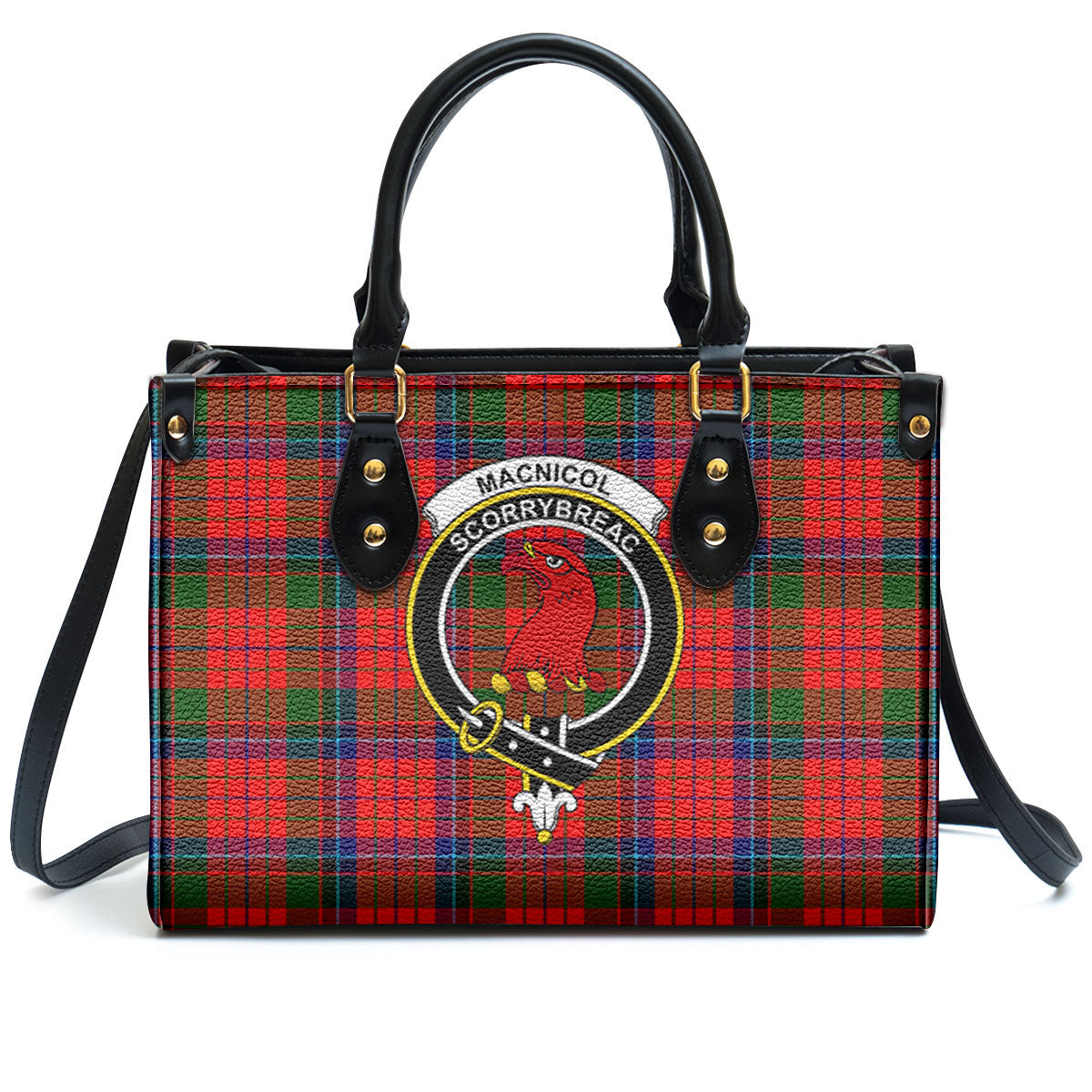 MacNicol (of Scorrybreac) Tartan Crest Leather Handbag