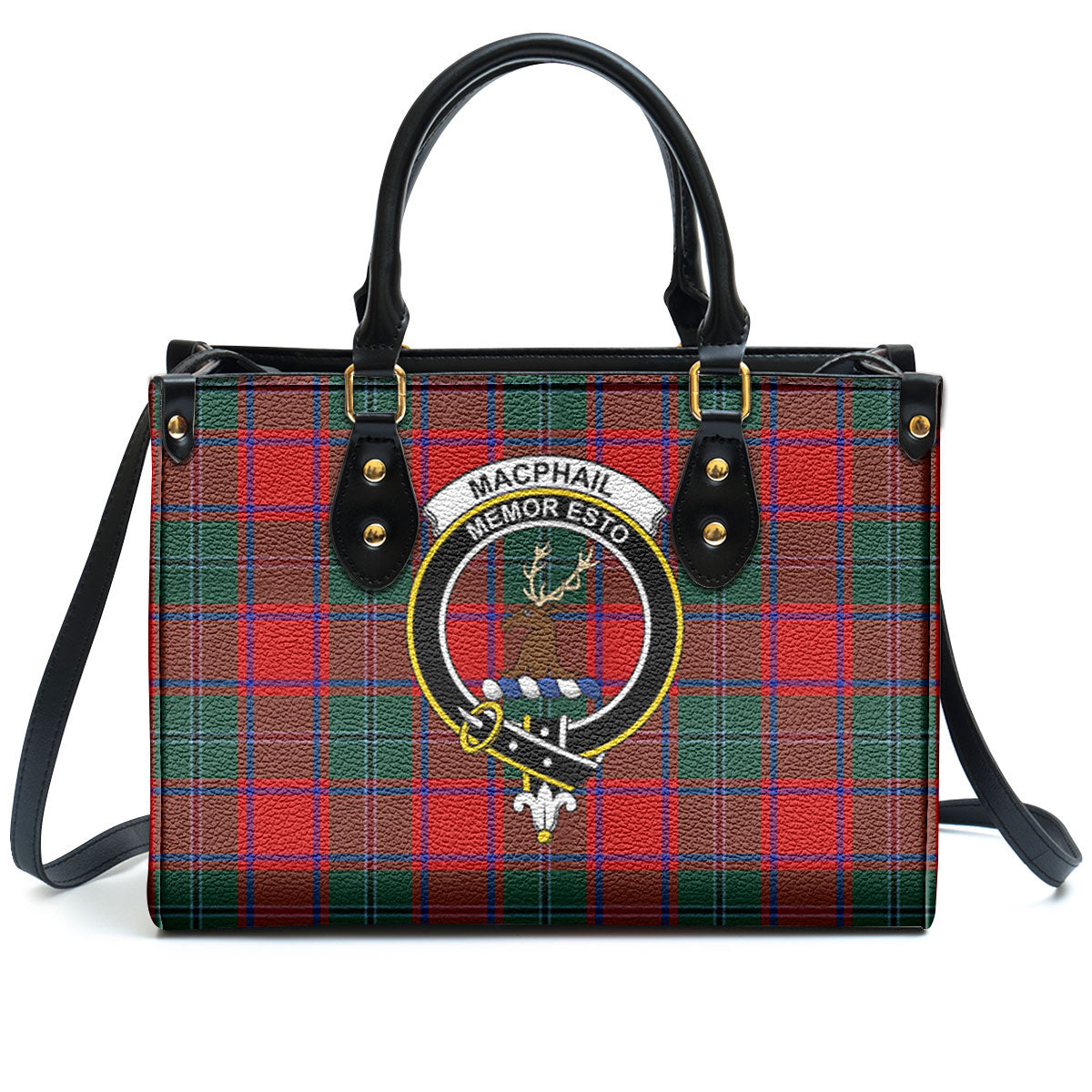 MacPhail Clan Tartan Crest Leather Handbag