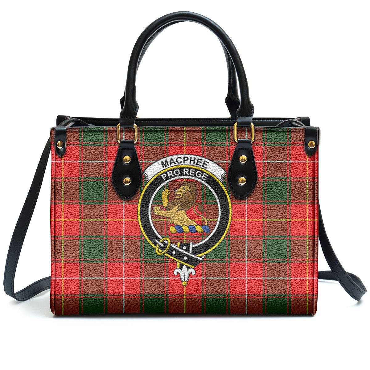 MacPhee Modern Tartan Crest Leather Handbag