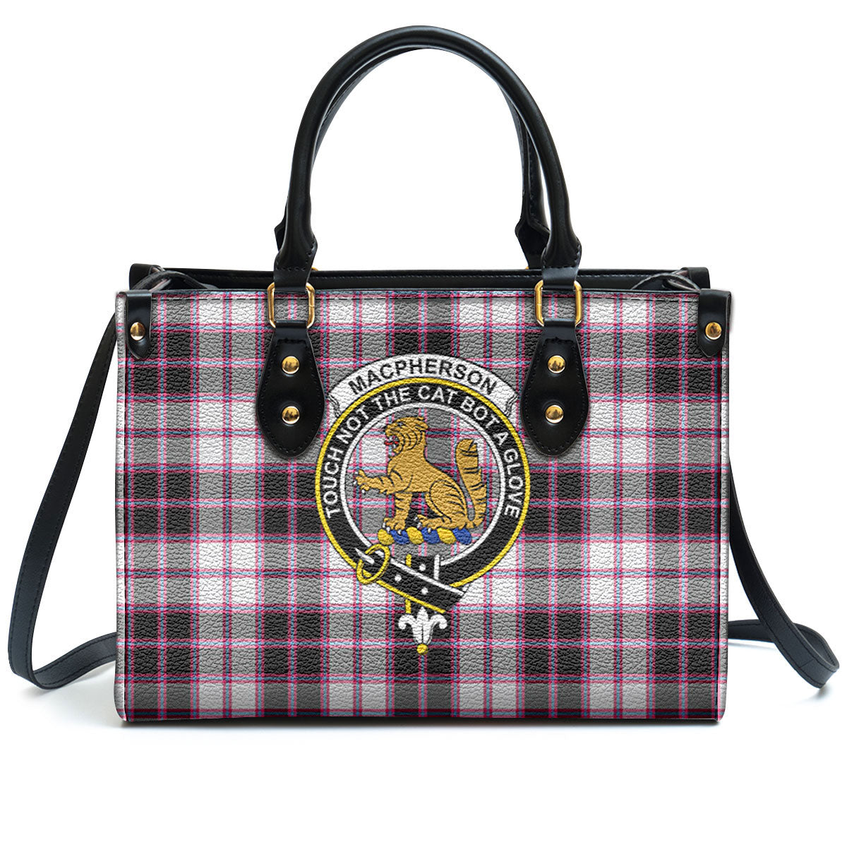 MacPherson Hunting Modern Tartan Crest Leather Handbag