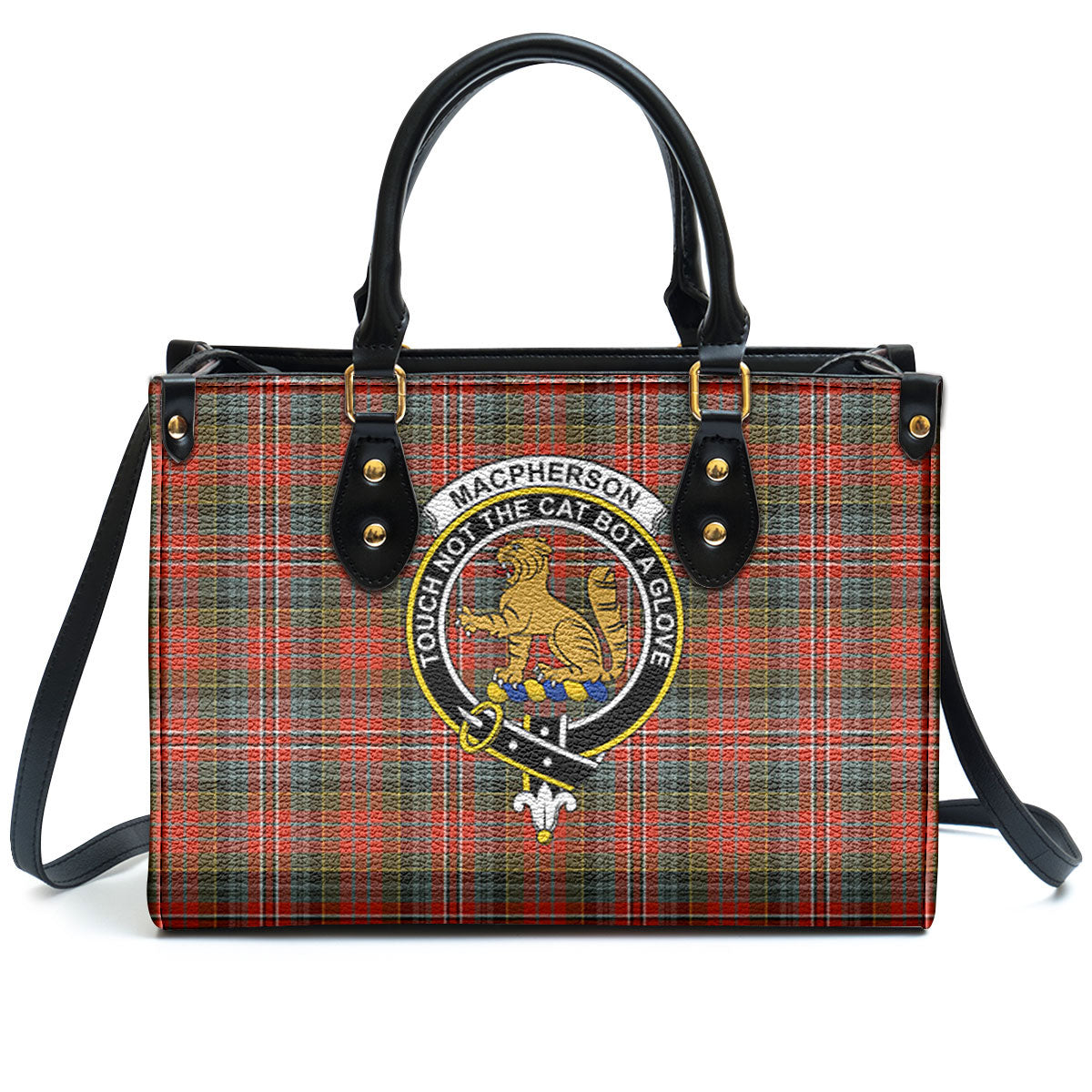 MacPherson Weathered Tartan Crest Leather Handbag