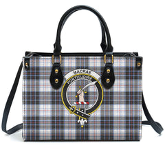 MacRae Dress Modern Tartan Crest Leather Handbag