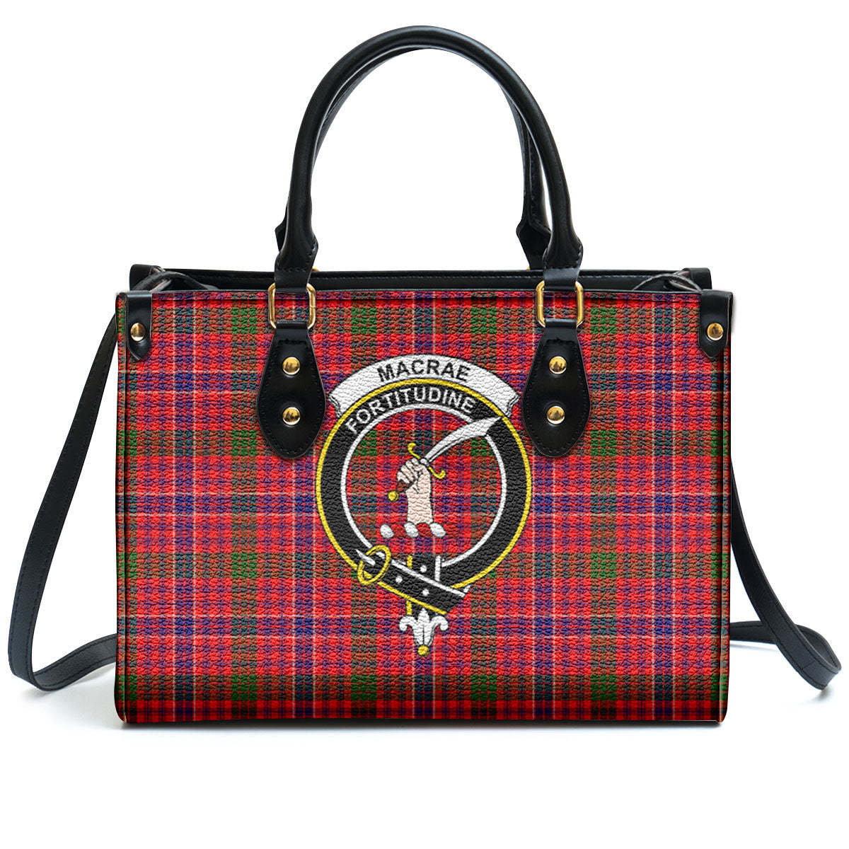 MacRae Modern Tartan Crest Leather Handbag