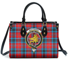 MacTavish Modern Tartan Crest Leather Handbag