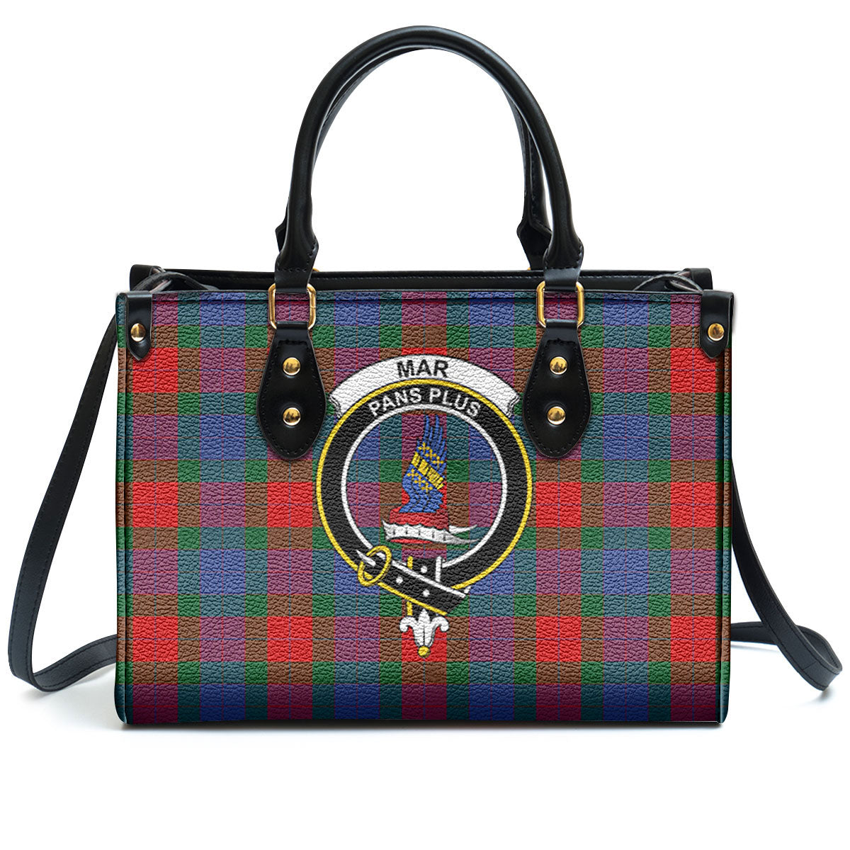 Mar Tartan Crest Leather Handbag