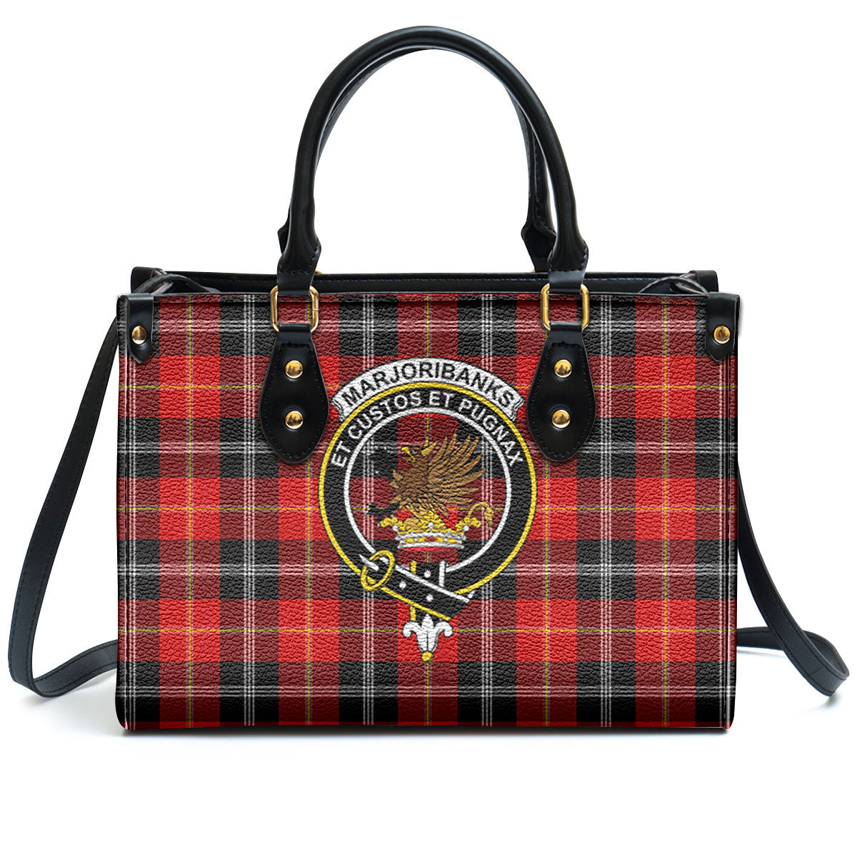 Marjoribanks Tartan Crest Leather Handbag