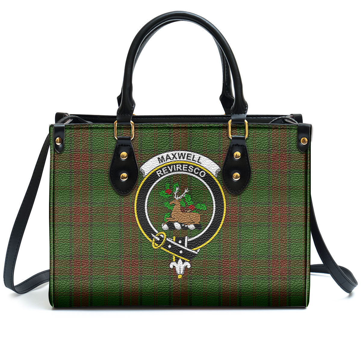 Maxwell Hunting Tartan Crest Leather Handbag