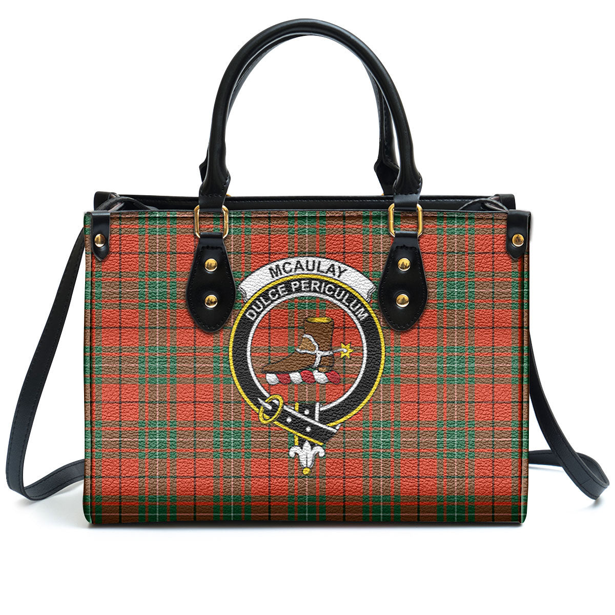 McAulay Ancient Tartan Crest Leather Handbag