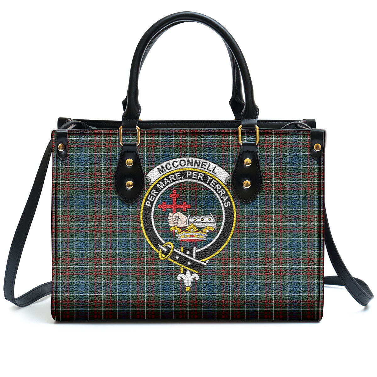 McConnell Tartan Crest Leather Handbag