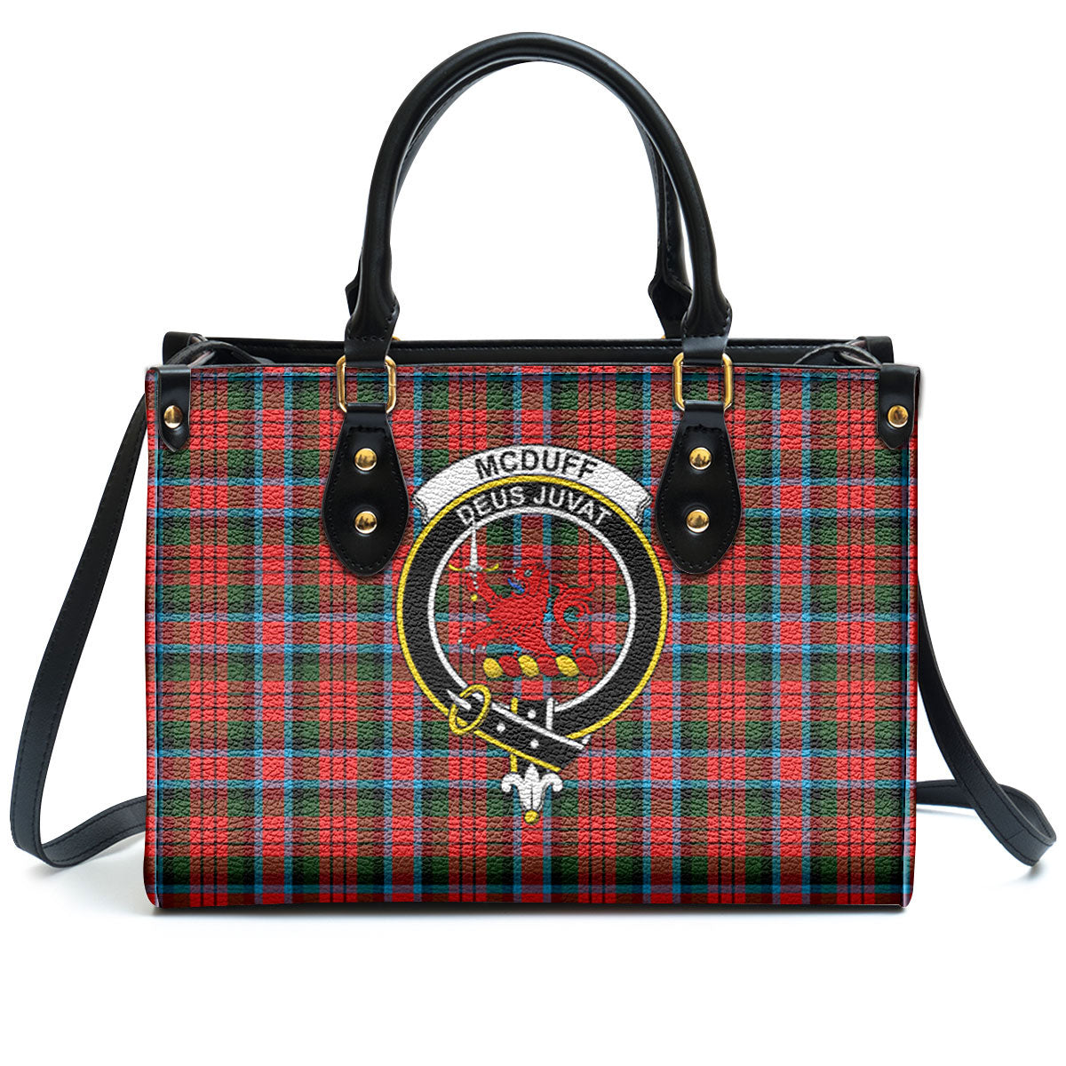 McDuff Modern Tartan Crest Leather Handbag