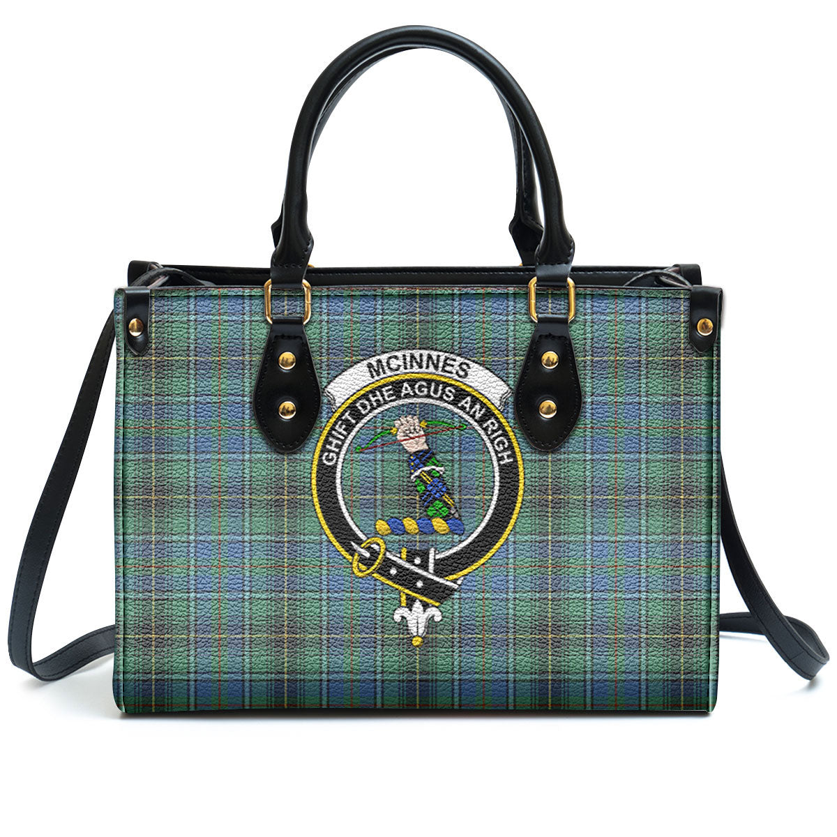 McInnes Ancient Tartan Crest Leather Handbag