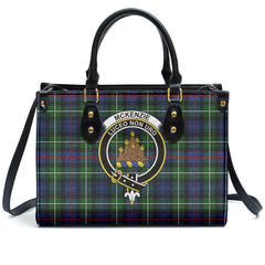 McKenzie Modern Tartan Crest Leather Handbag