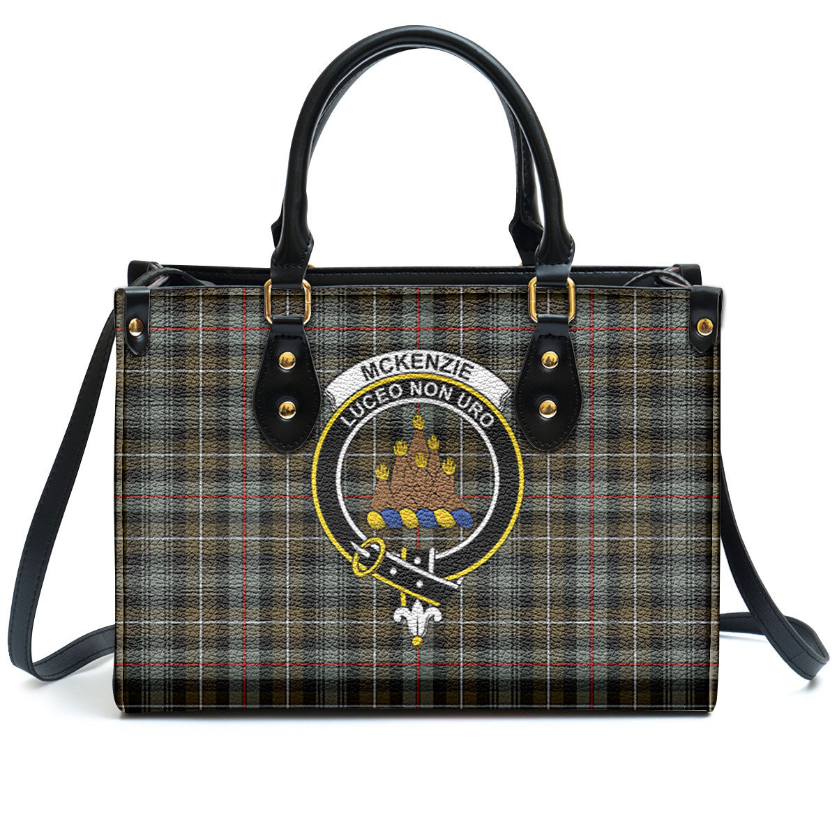 McKenzie Weathered Tartan Crest Leather Handbag