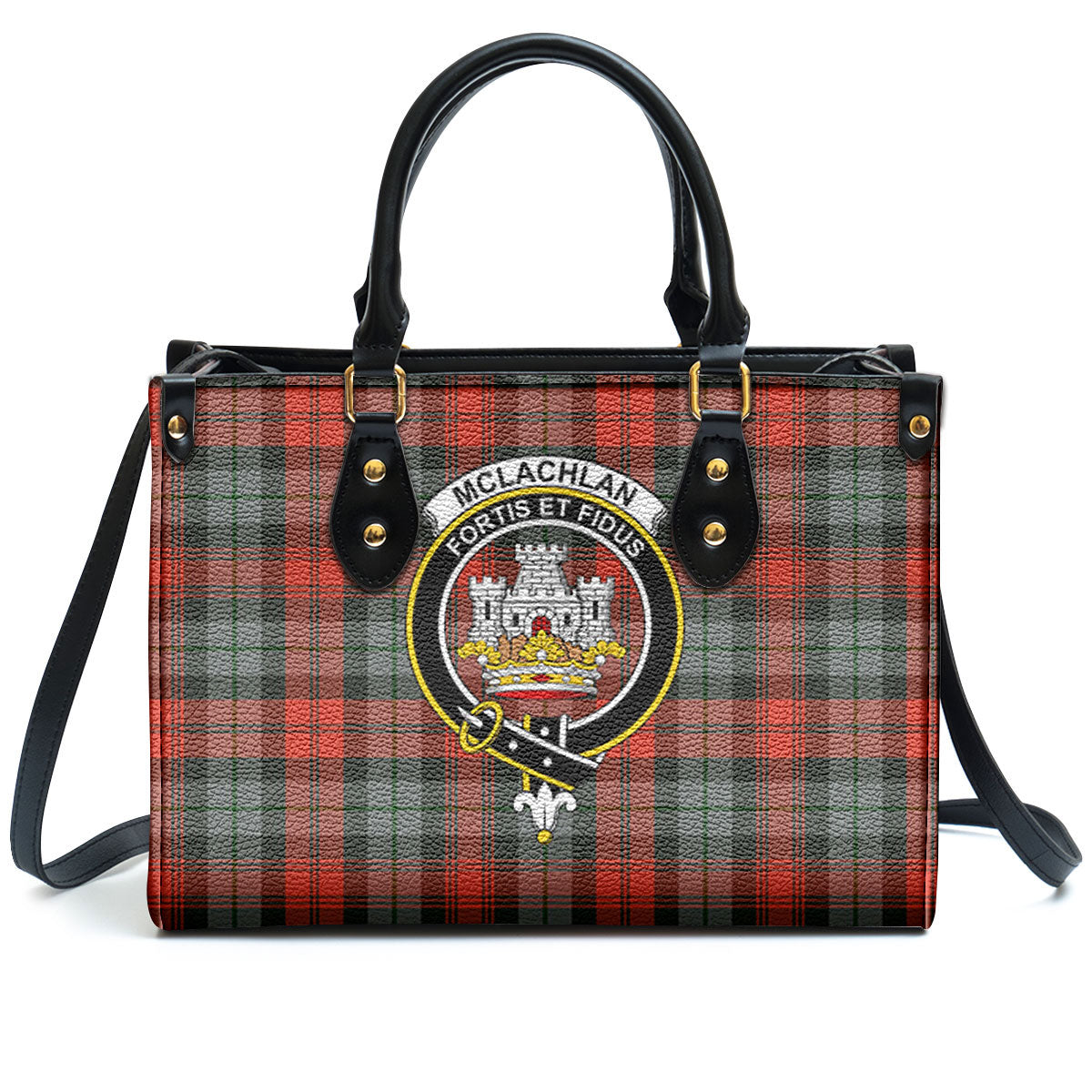 McLachlan Weathered Tartan Crest Leather Handbag