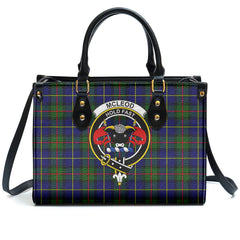 McLeod of Harris Modern Tartan Crest Leather Handbag