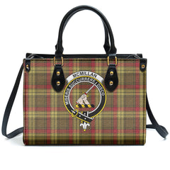 McMillan Old Weathered Tartan Crest Leather Handbag