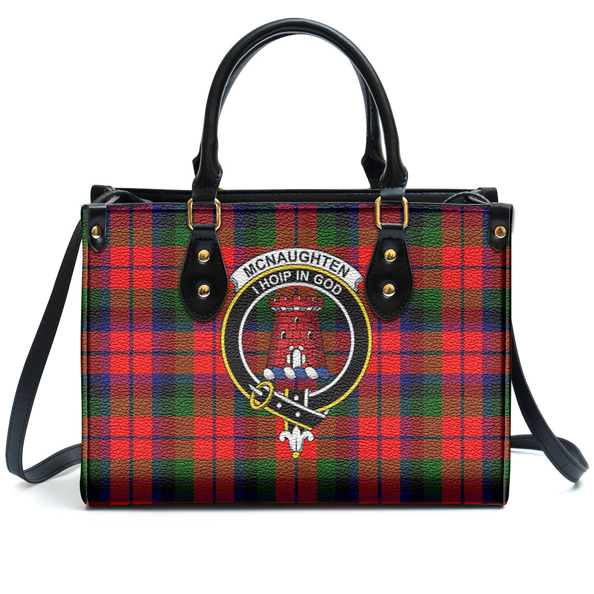 McNaughten Tartan Crest Leather Handbag