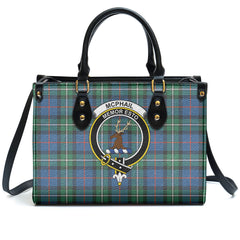 McPhail Hunting Ancient Tartan Crest Leather Handbag