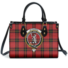 McQueen Modern Tartan Crest Leather Handbag