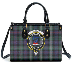 Rose Hunting Modern Tartan Crest Leather Handbag