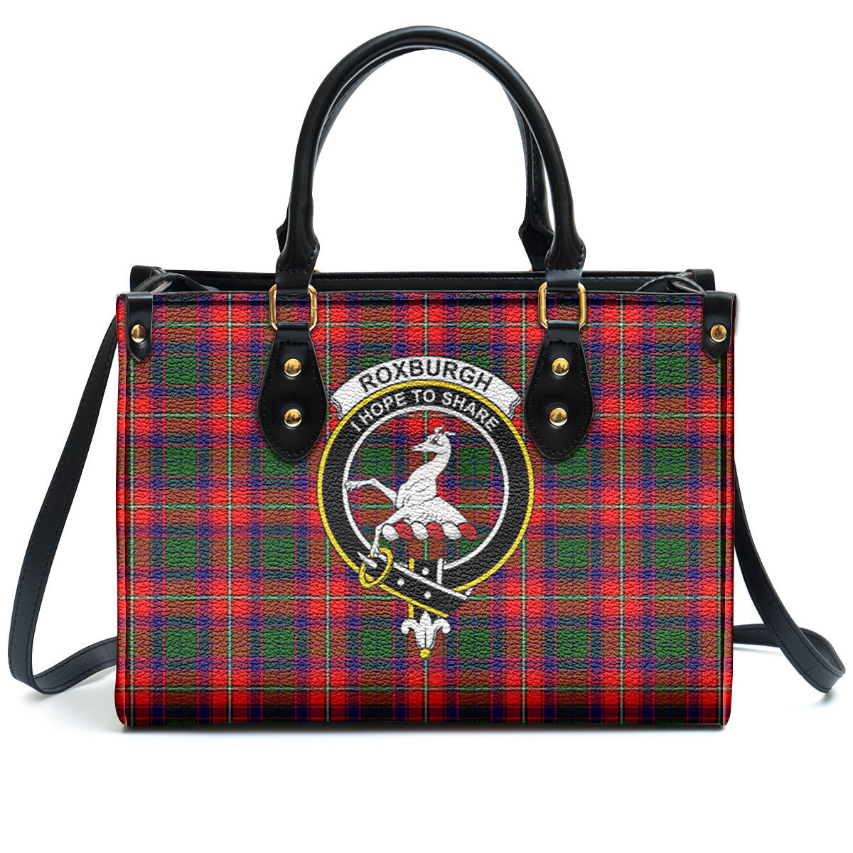 Roxburgh District Tartan Crest Leather Handbag