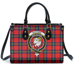 Ruthven Modern Tartan Crest Leather Handbag