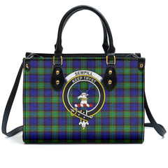 Sempill Modern Tartan Crest Leather Handbag