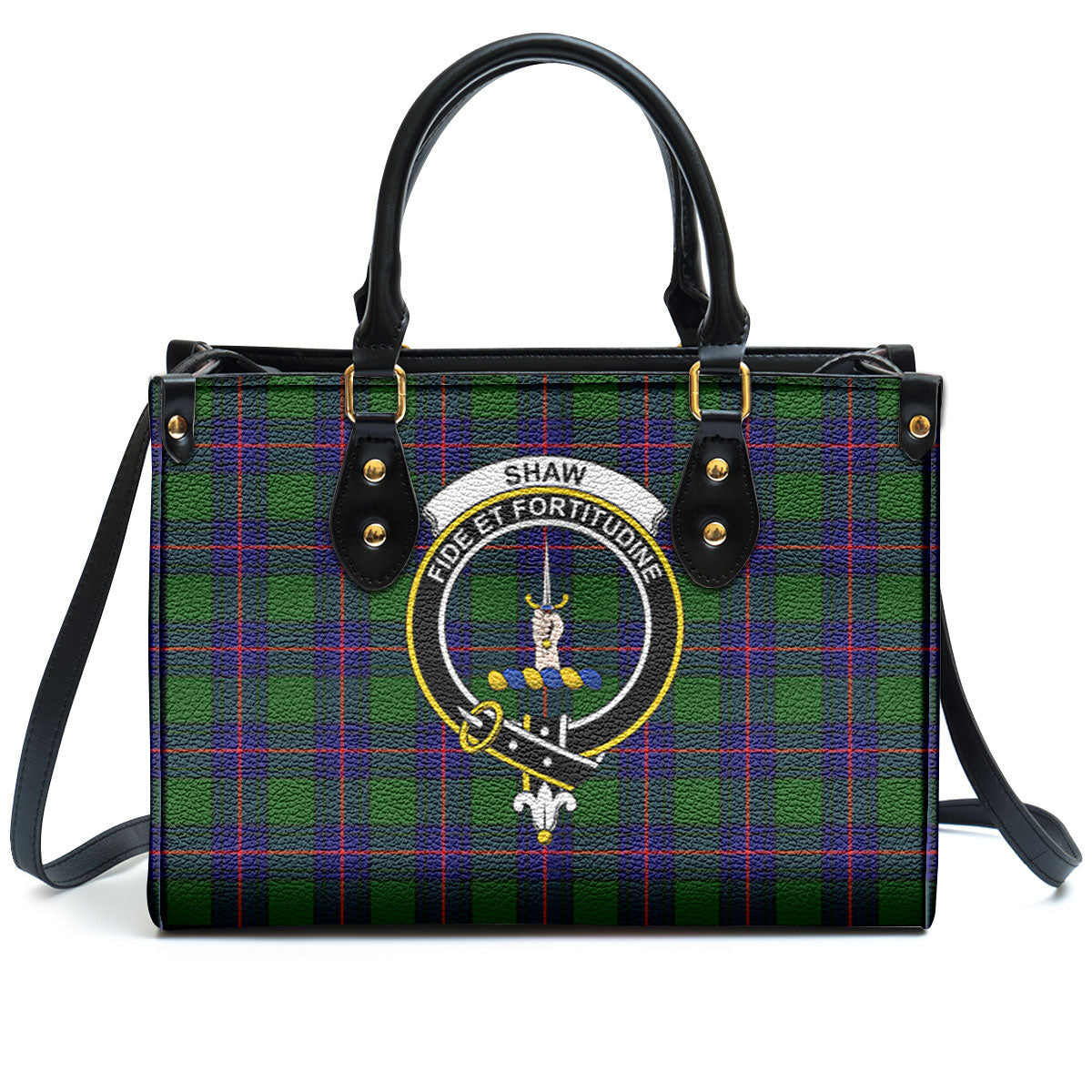 Shaw Modern Tartan Crest Leather Handbag