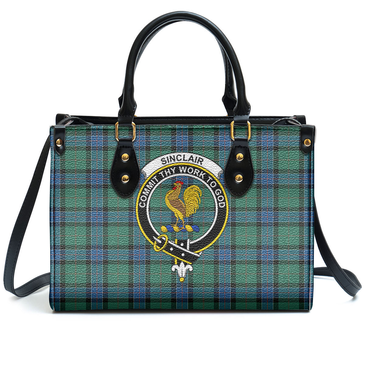 Sinclair Hunting Ancient Tartan Crest Leather Handbag