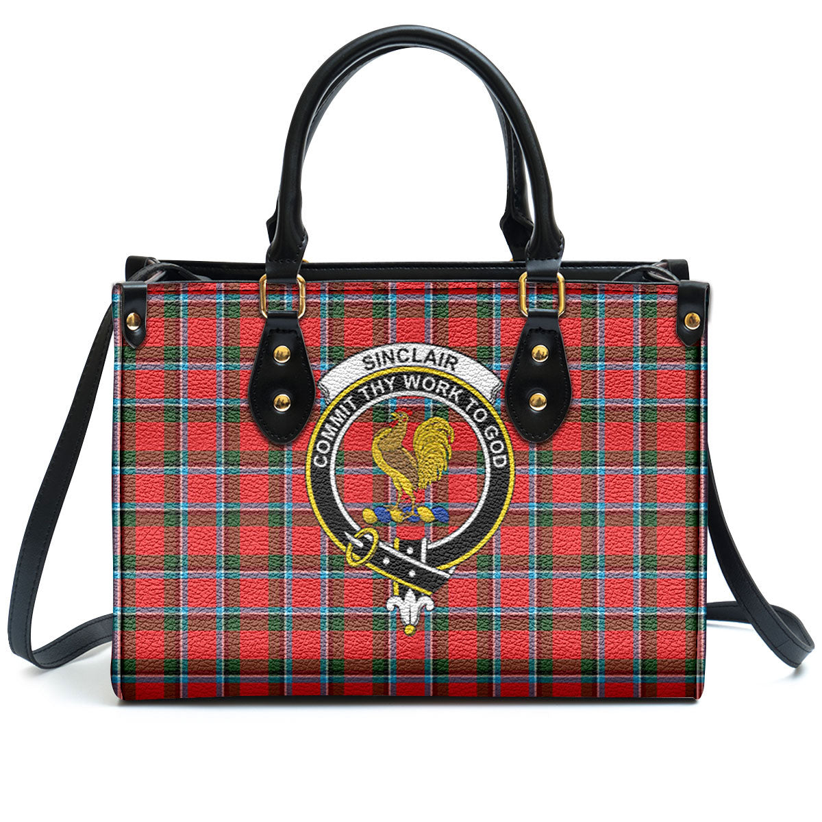 Sinclair Modern Tartan Crest Leather Handbag