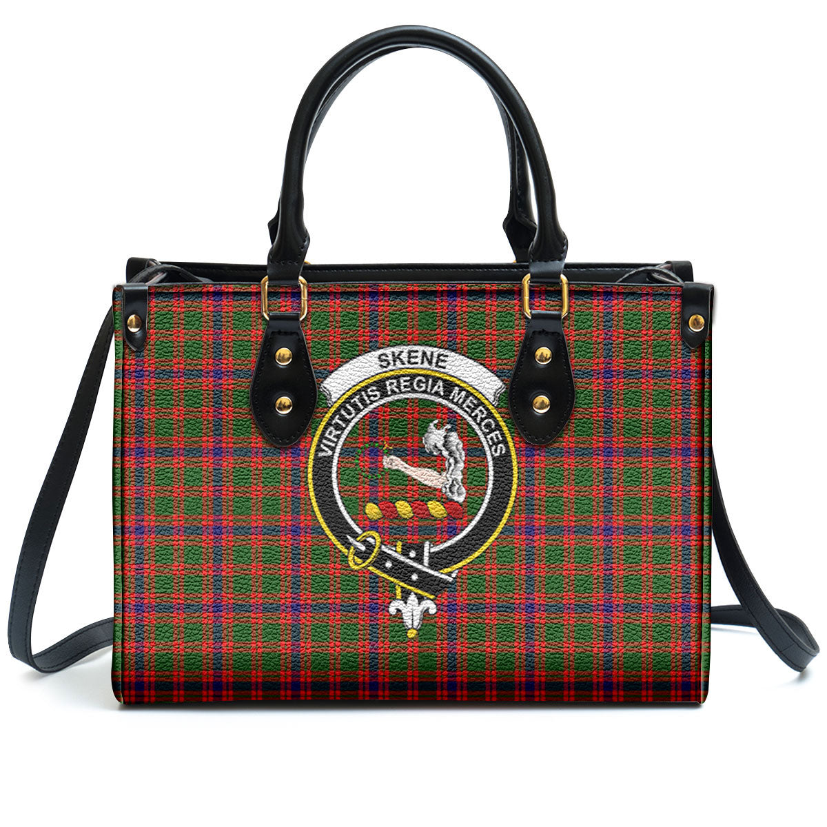 Skene Modern Tartan Crest Leather Handbag