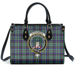 Stevenson Tartan Crest Leather Handbag